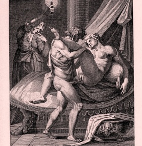 Mesalina en el burdel (grabado de Agostino Carracci)